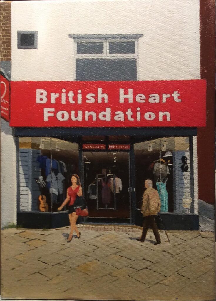 Painting of British Heart Foundation shopfront